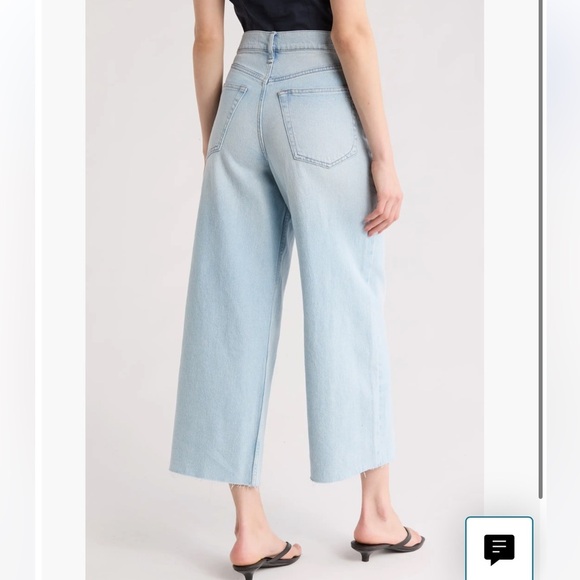 Rag & Bone Serena Wide Leg Crop Raw Hem Jeans Light Blue Wyncote 32 - Picture 2 of 7